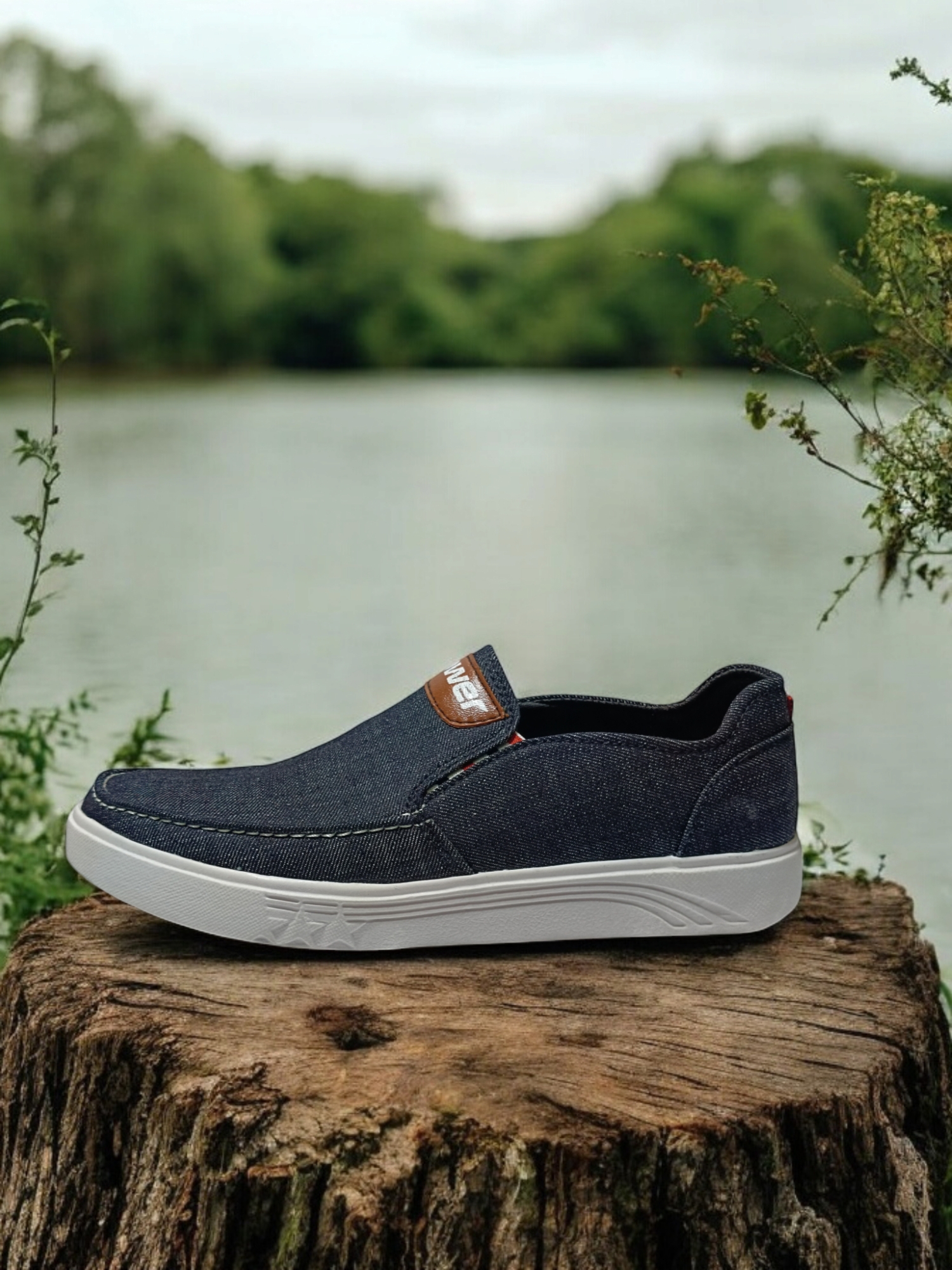 New Men's Denim Canvas Slip-On Sneakers - Comfortable Soft Sole Casual Shoes for Boys & Men