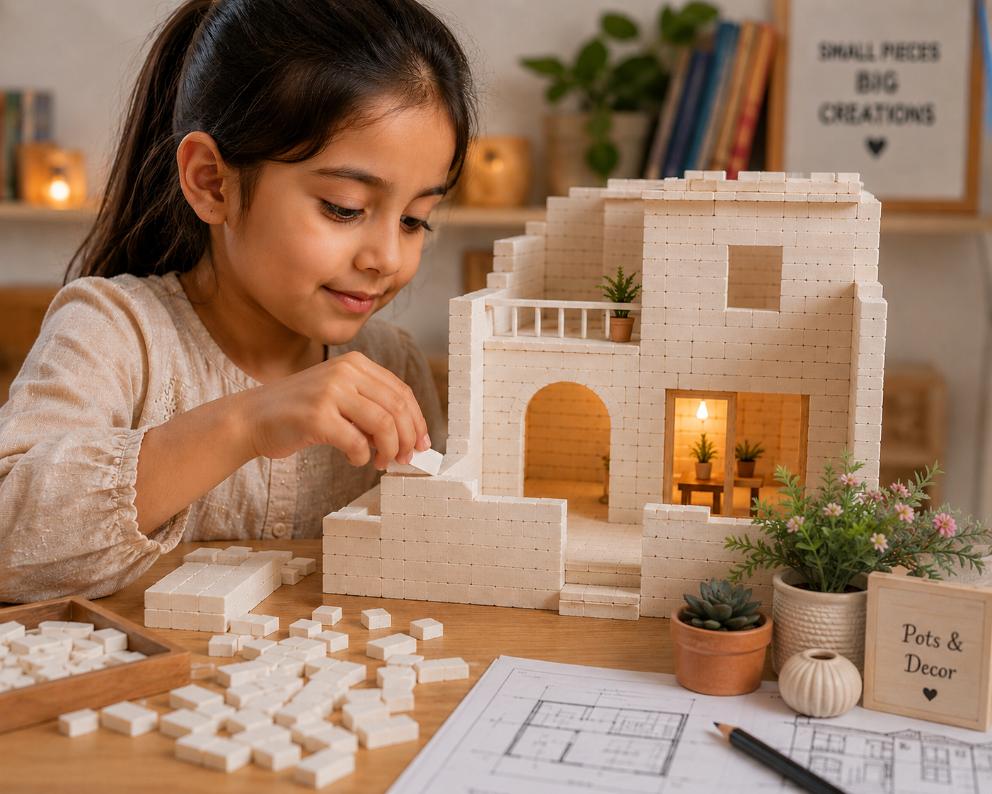 100 PCS Miniature Bricks for Doll House | DIY Mini Brick Building Blocks for Architecture Model, Crafts & School Projects