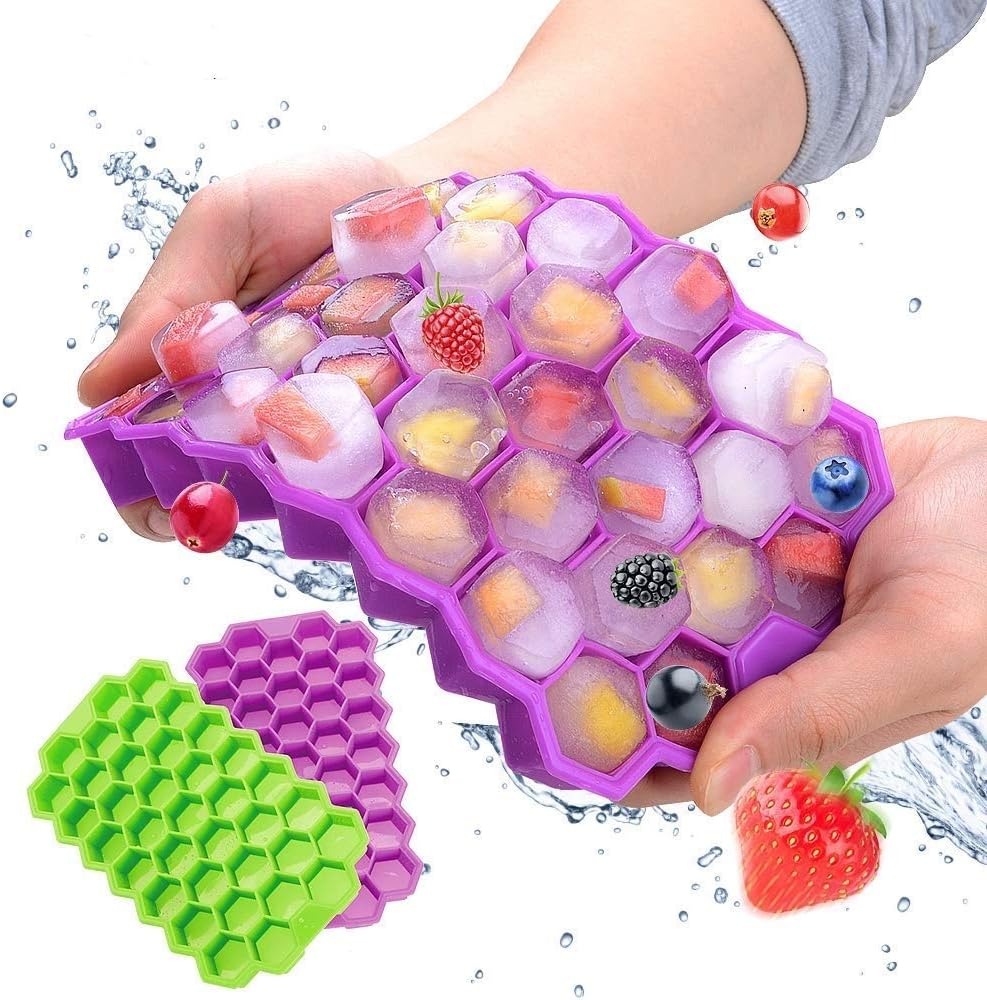 37-Cavity Silicone Honeycomb Ice Cube Tray with Lid - photo 5