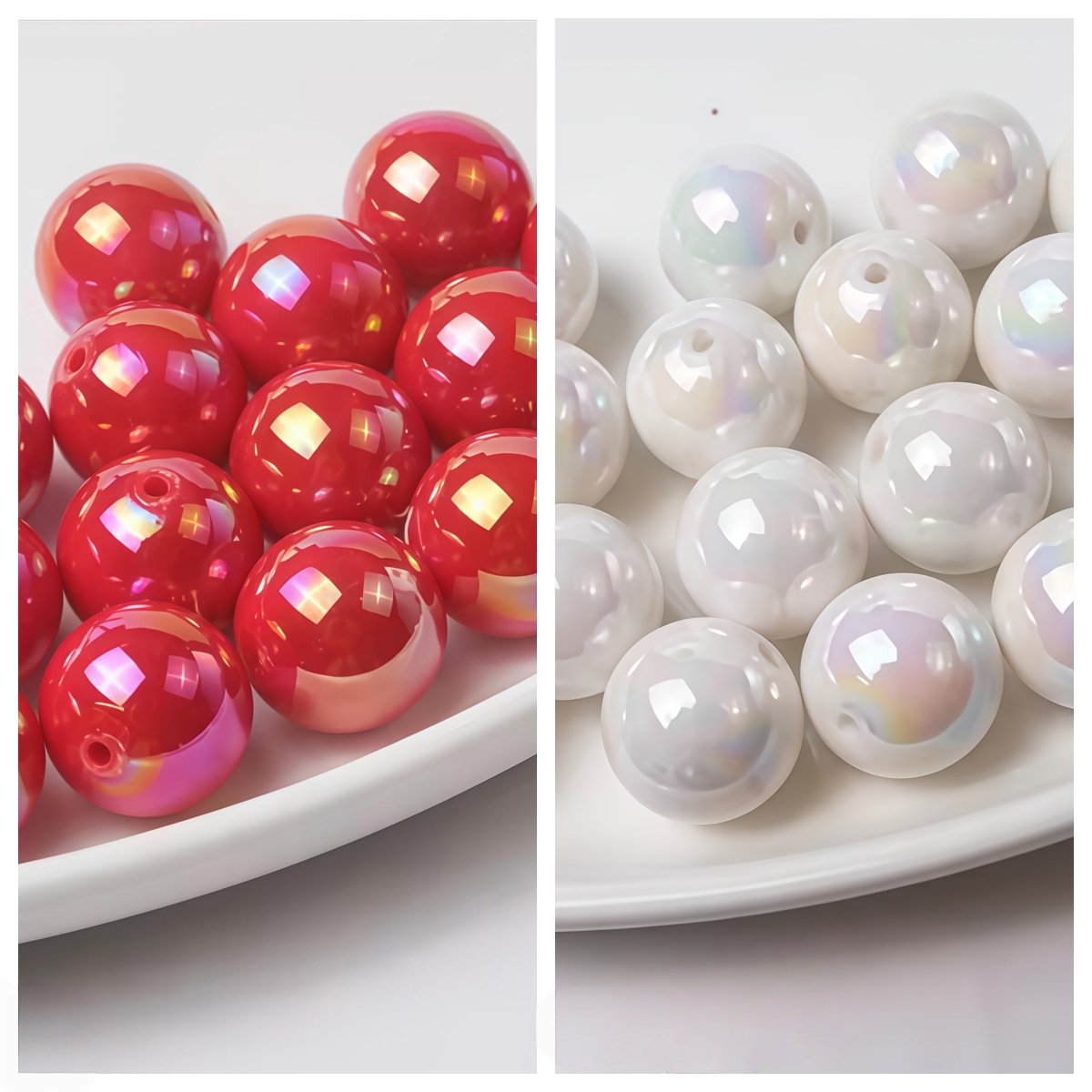 AB Solid Color Beads, Acrylic Beads, Red, White, DIY Phone Chain, Necklace, Pendant, Loose Beads, Decorative Beads