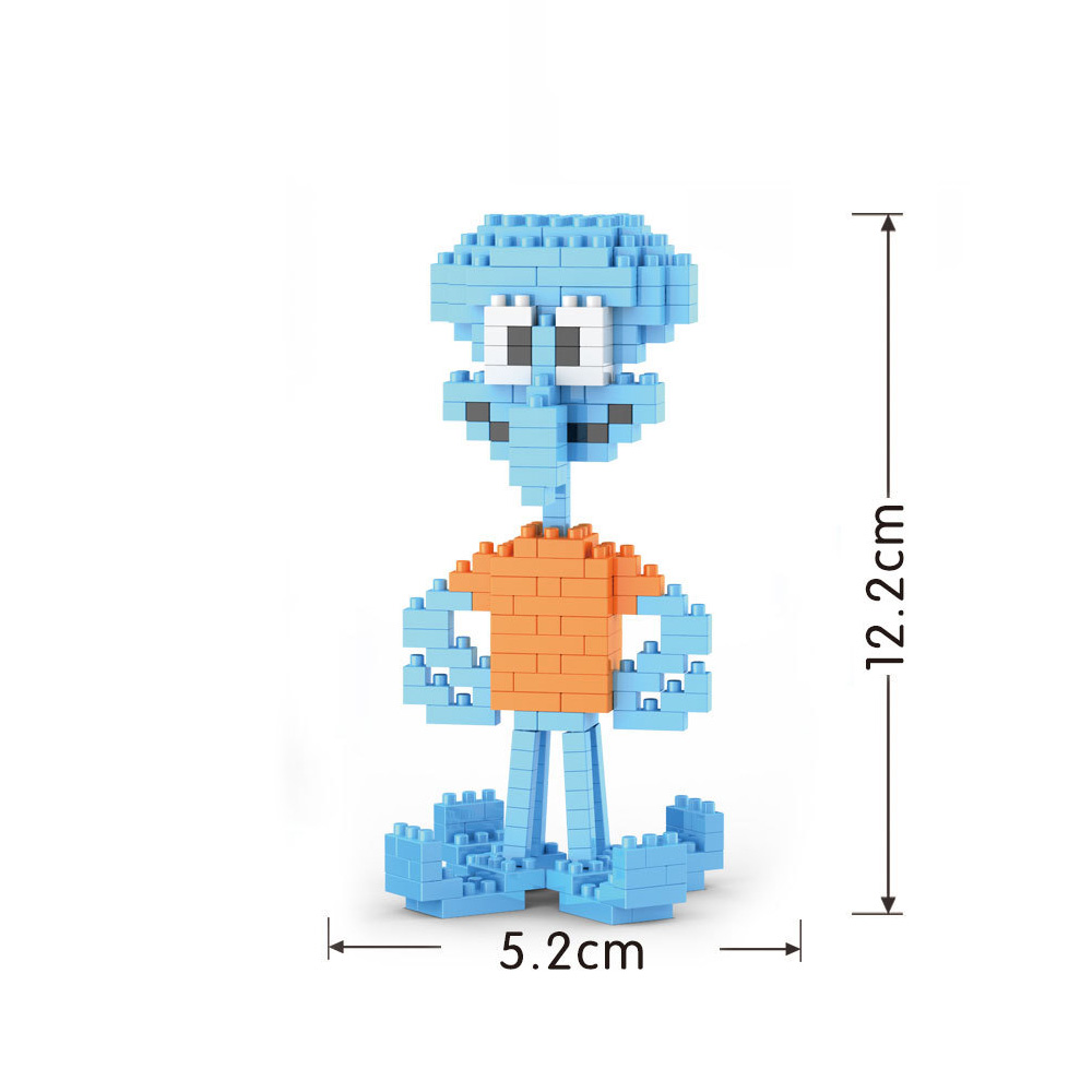 Yellow Sponge Cartoon Square Octopus Crab Mini Building Block Anime Character Brick Model DIY Assembly Toy Desktop Ornament 