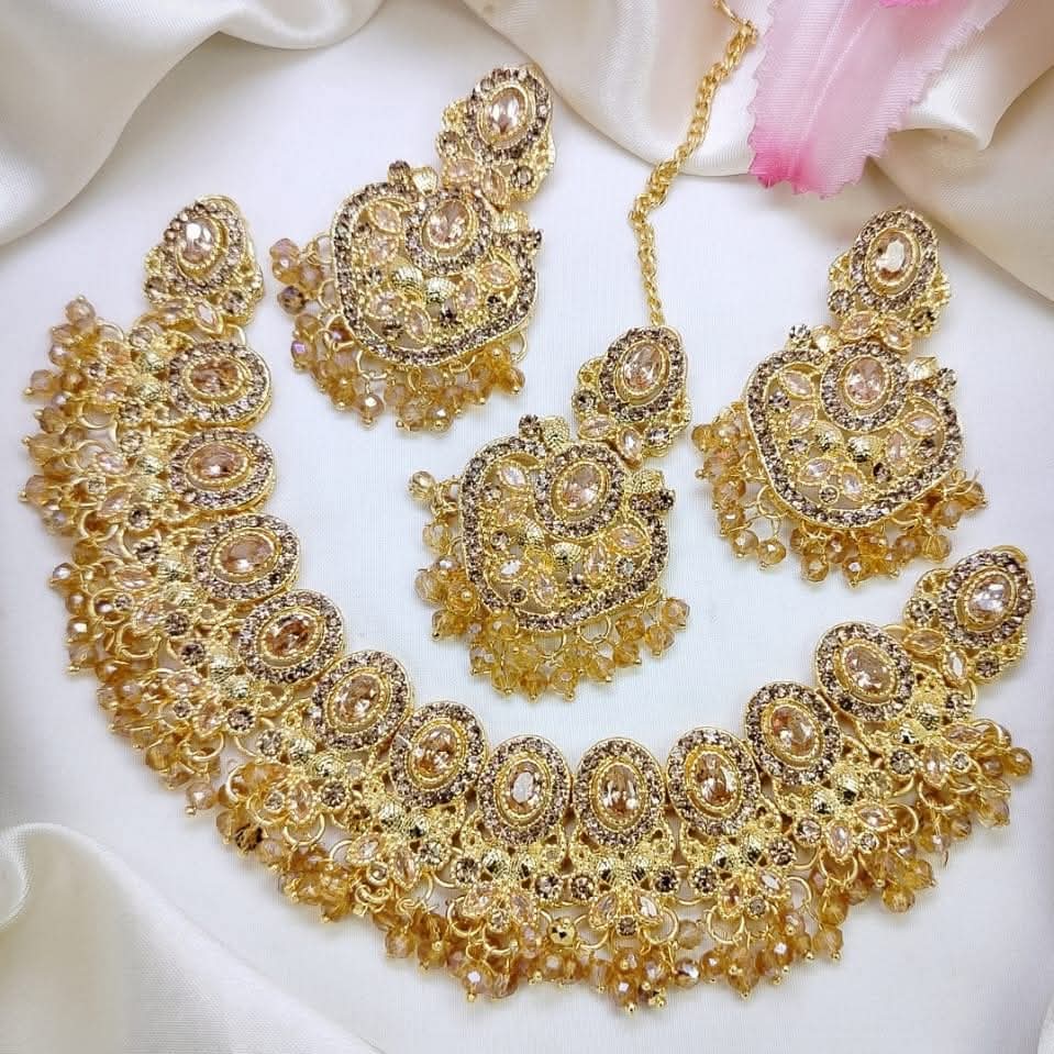 Fancy zircon Rajwari Necklace sets. Bridal zircon sets