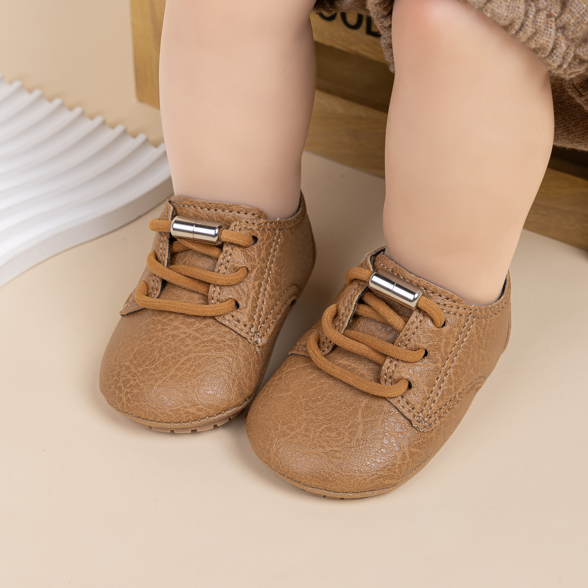 Boys Girls Shoes Retro Leather Casual Sneakers Lace Up Wear-resistant  Soft Anti-slip Sole Toddler First Walkers 2-colors