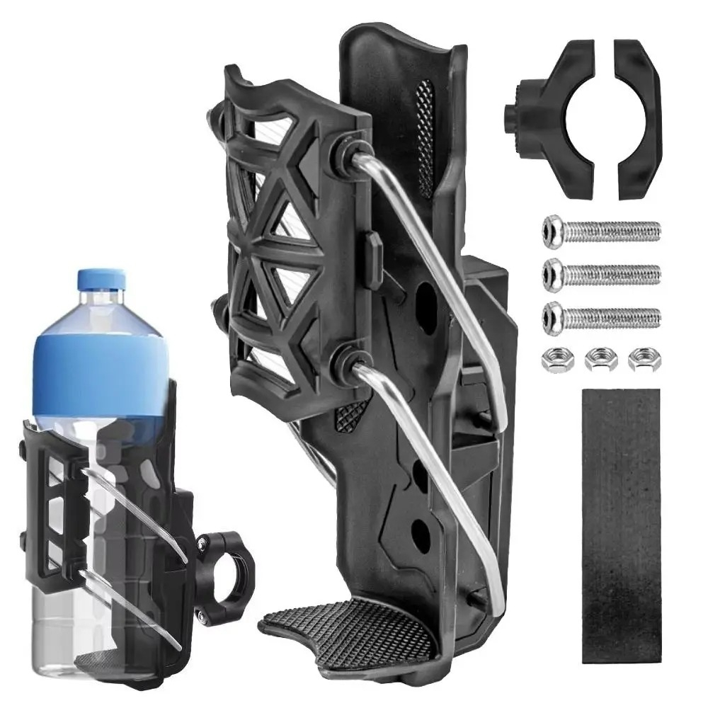 AKE - Universal 360° Rotatable Motorcycle Cup Holder  Anti-Shake Water Bottle Mount for Handlebars & Crash Bars  Durable Nylon Mount for MTB, Touring & Commuter Bikes