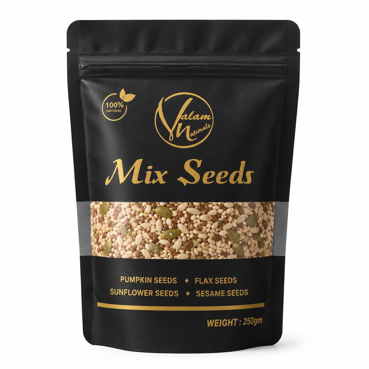 Premium Mix Seeds For Eating 200g - 4 in 1 Seeds 100% Natural and Roasted - Pumpkin, Sunflower, Flax, & Sesame