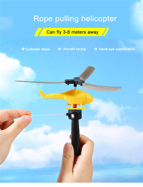Express Deals Hub:Pull Line Helicopter Toy for Kids Fly Drawstring Small Plane Outdoor Draw Rope Take Off Interactive Educational Toys Gift