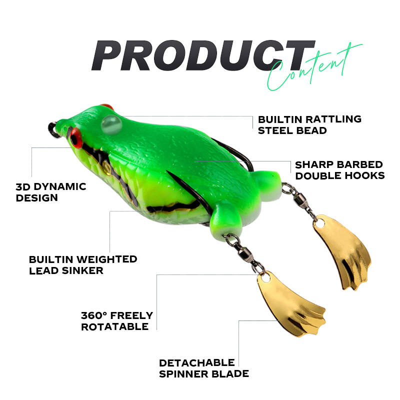 WEIHE 1pcs 2nd Generation Frog Lure 12cm 25g, Artificial Bait for Snakehead Fishing