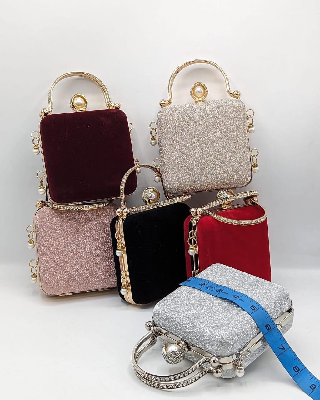 Braided Chain-Handle Quilted Evening Clutch Box Shaped Formal Bag Shimmery Purse Luxurious Pearl Perfume   evening clutch Worn in Parties,Weddings,Nikkah Events, Formal Evenings,Glam Functions.