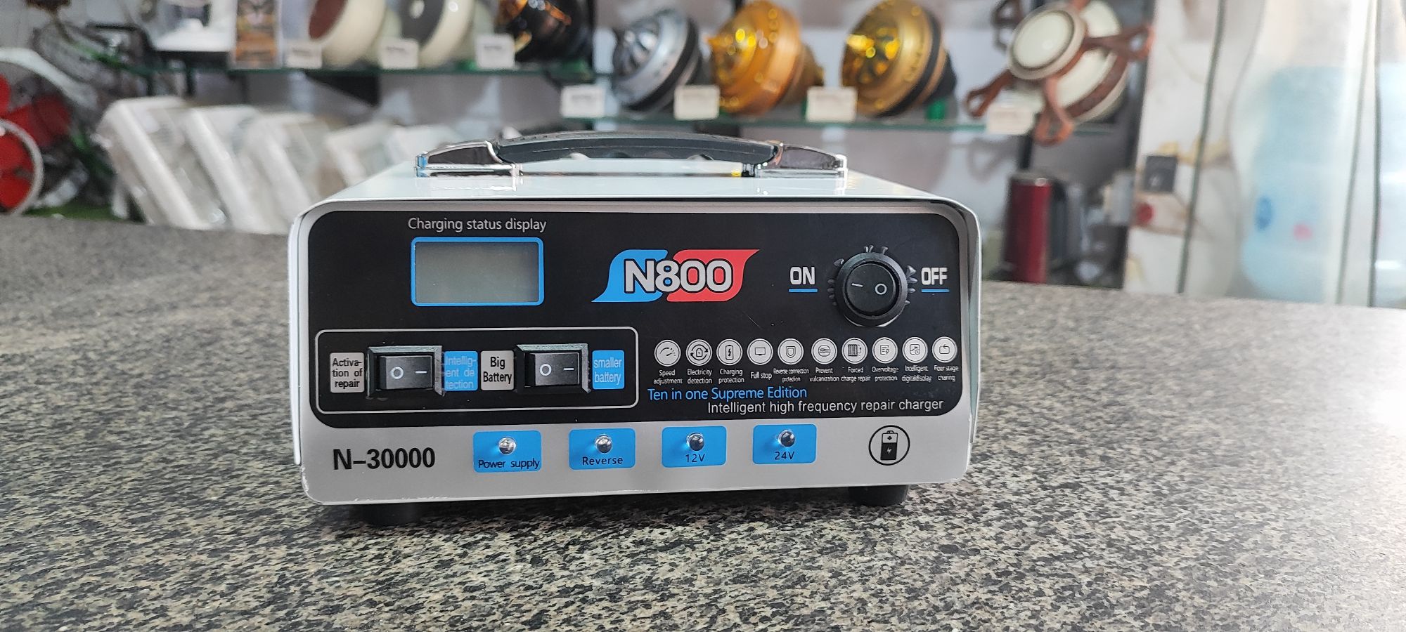 N800 30A Intelligent Battery Charger & Power Supply | 12V/24V Automatic Smart Charger | LCD Display | Pulse Repair | Car, Truck & Solar Battery Charger | Model N-30000