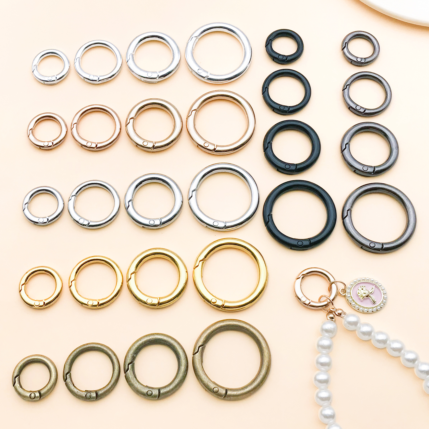 5pcs 20-35mm O Ring Spring Clasps Openable Carabiner Keychain Bag Luggage Buckle for DIY Jewelry Making Crafts