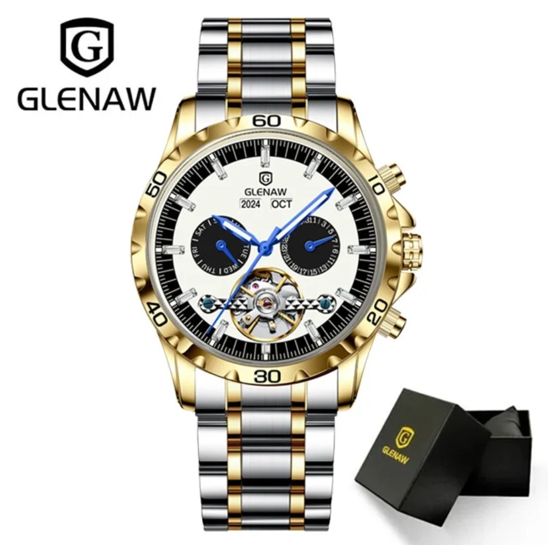 Watch 2024 NEW GLENAW Design Mechanical Watch Men Year Month Week Fashion Business Waterproof Brand Watches Relogio Masculino GL8961