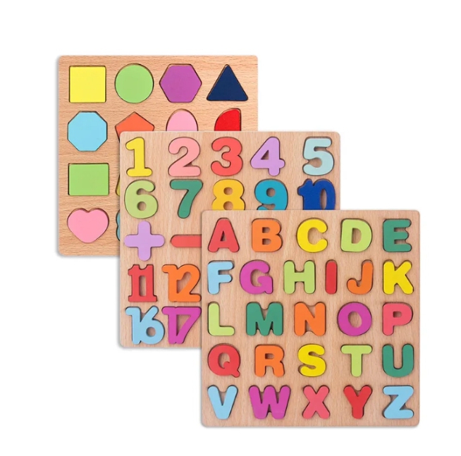 Wooden Alphabet Puzzle Toys, ABC Letter & Number Puzzles for Toddlers 1 2 3 Year Old, Preschool Learning Toys for Kids, Educational Gift for Boys Girls