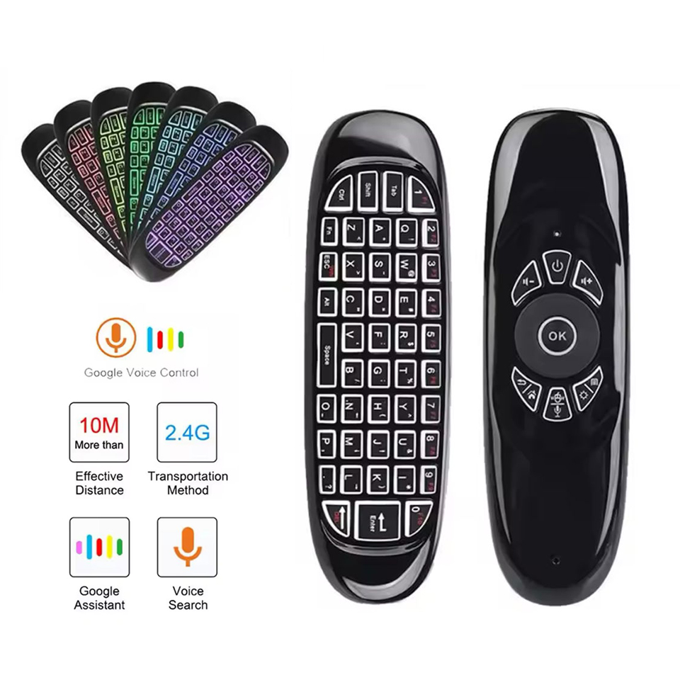 C120 RGB 7 BACKLIGHT VOICE AIR MOUSE FULL WIRELESS KEYBOARD 2.4GHz GYRO 360 VOICE CONTROL MIC