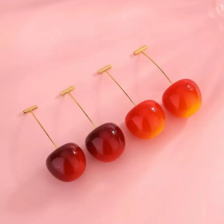 Trending Red Cherry Drop Earrings And Mix Designs
