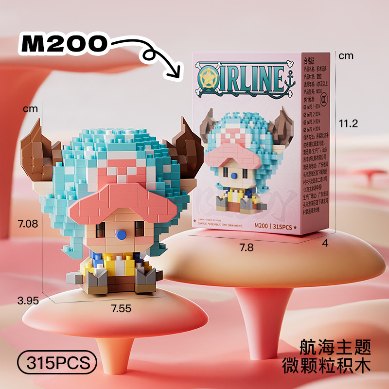 ONE PIECE Sun God Nika Luffy Micro Building Block Chopper Ace Buggy 3D Anime Model Assembly Mini Bricks Figure Toys For