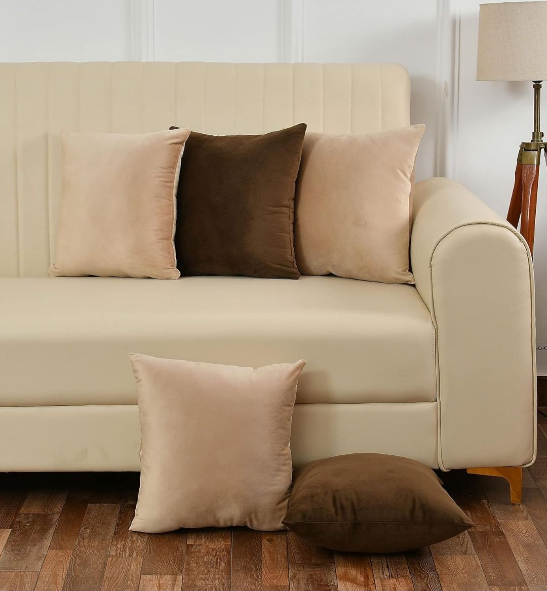 Pack Of 5 Plain Velvet Cushion Covers