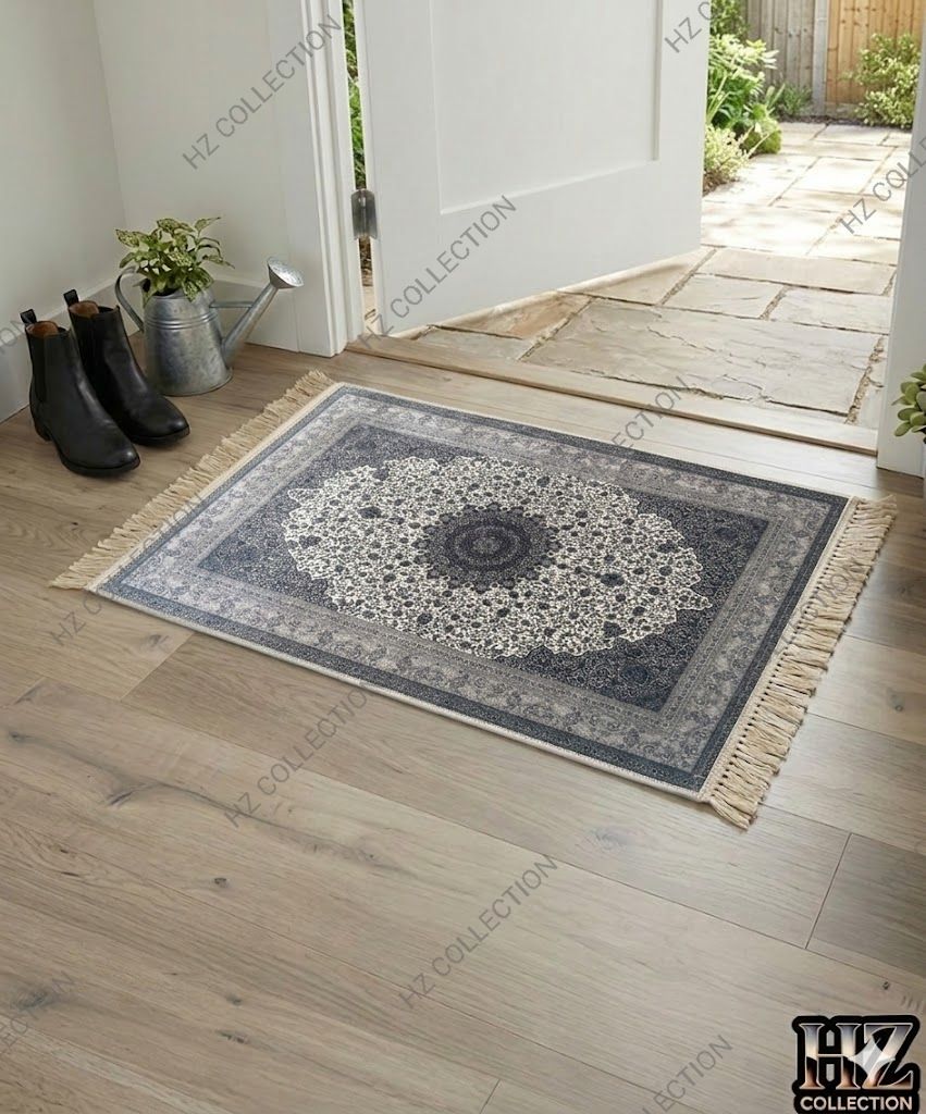 Elegant Floral/Geometric Poly-Cotton Rug - 1 Piece Traditional Design, Hand-Knotted Patterned Prayer Mat