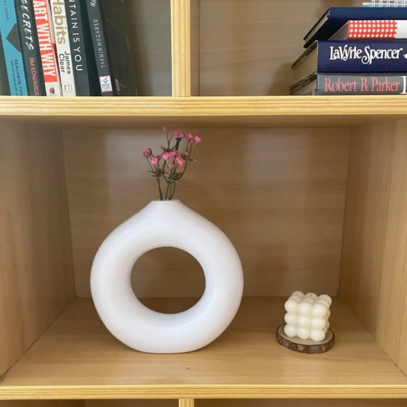 Donut Vase for Home Decor Minimalist Ceramic Living Room Decoration