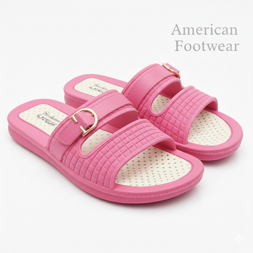 Ladies Comfortable Buckle Slippers Lite Weight FlipFlops Pure Rubber Slippers For Indoor and outdoor use