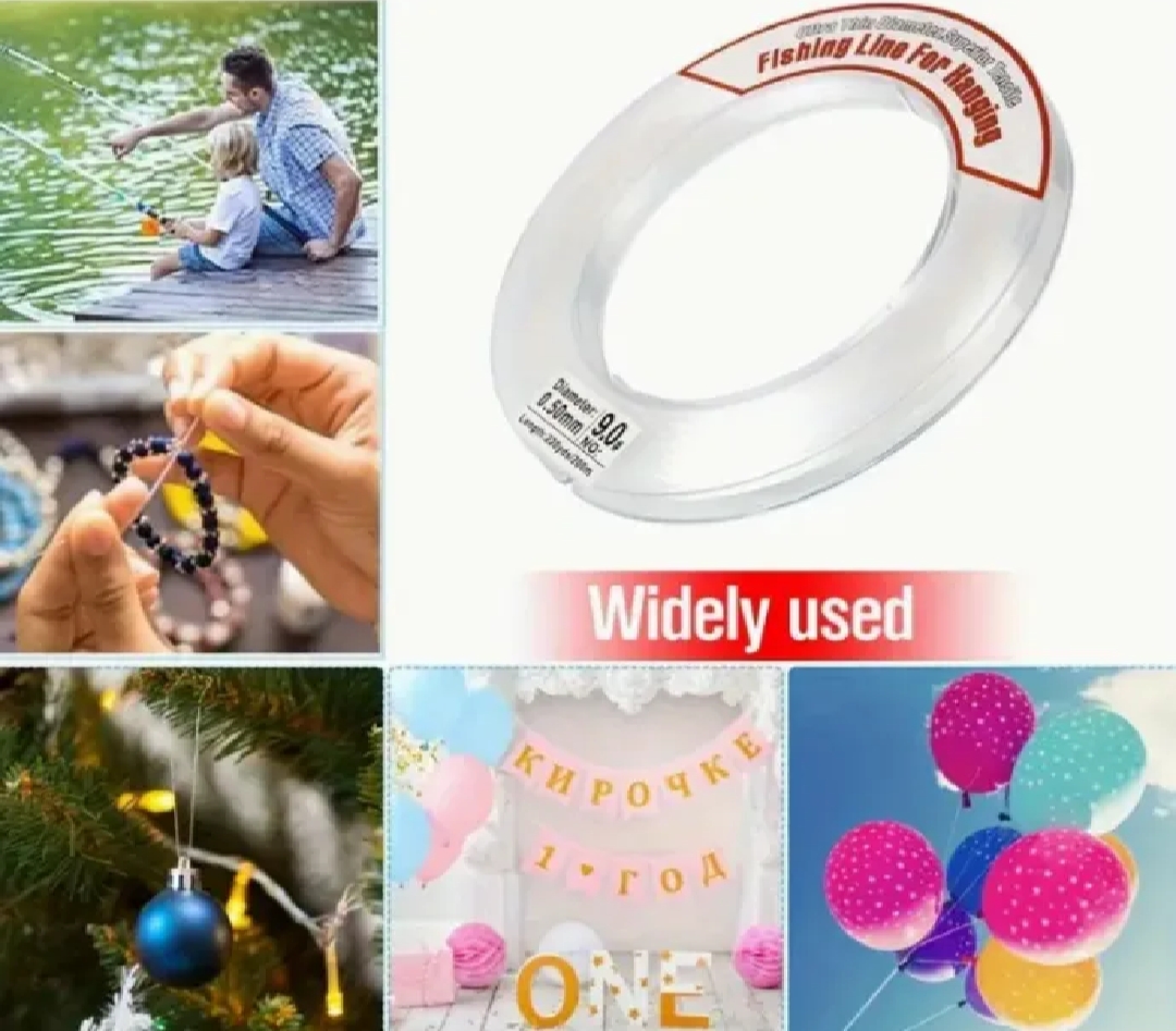 50Meter Fish Wire White Super Strong Mono filament Main Sinking fish Line Fish Wire All Sizes 0.3mm - 1mm Fish Wire, Nylon String Thread, Nylon Fish line, DIY Customize Art & Craft