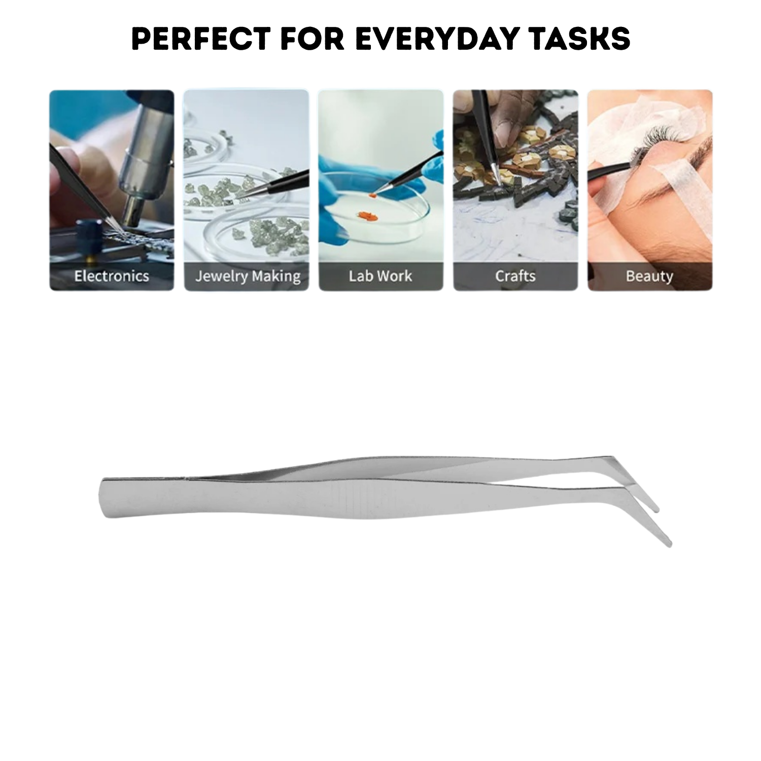 Stainless Steel Straight Curved Tip Tweezers Precision Jewelry Making Craft Tool for Jewelry Beads Rhinestones Electronics Soldering DIY Repair