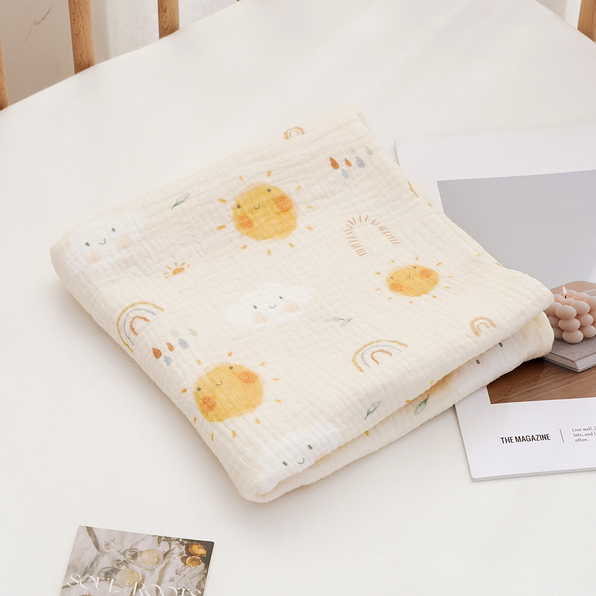 Elinfant 1 PC Newborn Swaddle Wrap Soft Breahable Cozy Bath Towel Swaddle Blankets 100%Cotton Muslin Swaddle Blanket Crepe Cloth