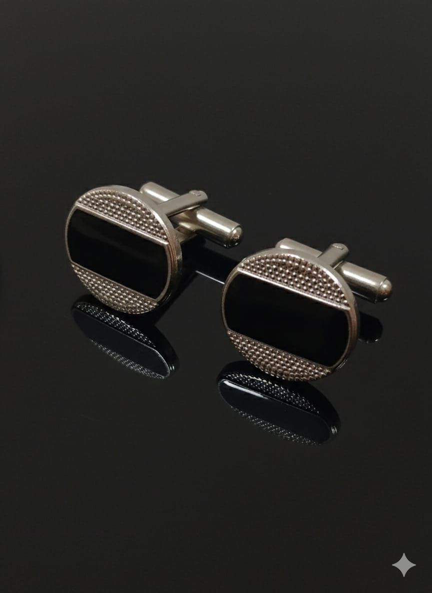 Cufflinks for Men | Plain Black Round Cufflinks