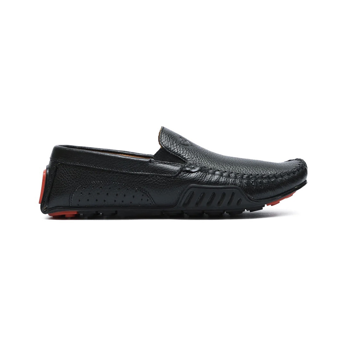 Fully Leather Loafers for Men in Black color