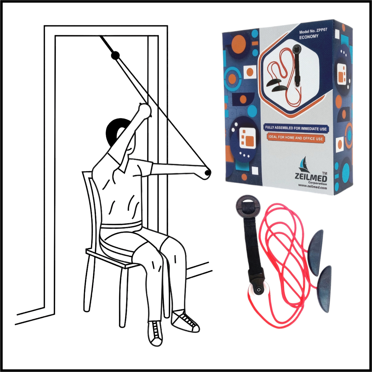 SHOULDER PULLEY 07 PRE-ASSEMBLED DOOR MOUNT FOR PHYSIOTHERAPY AND EXERCISE (ECONOMIC)