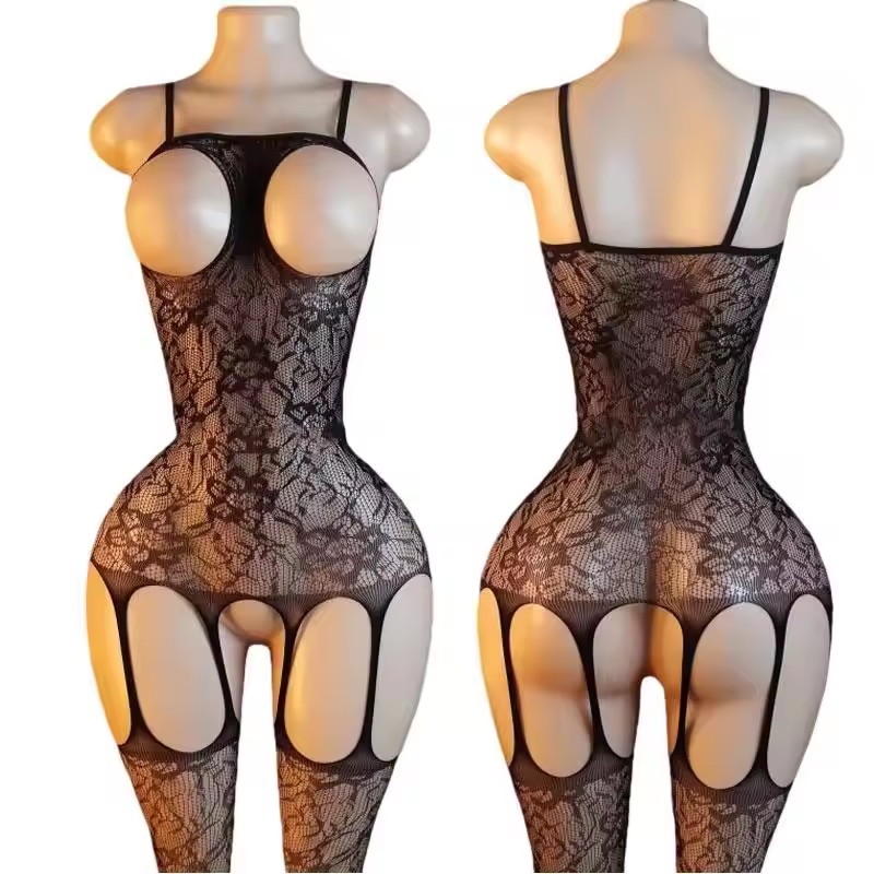 Open Crotch Bodystockings  Adult Female Black Women Fishnet Lingerie Underwear Transparent Bodysuit Catsuit Cosplay Costumes