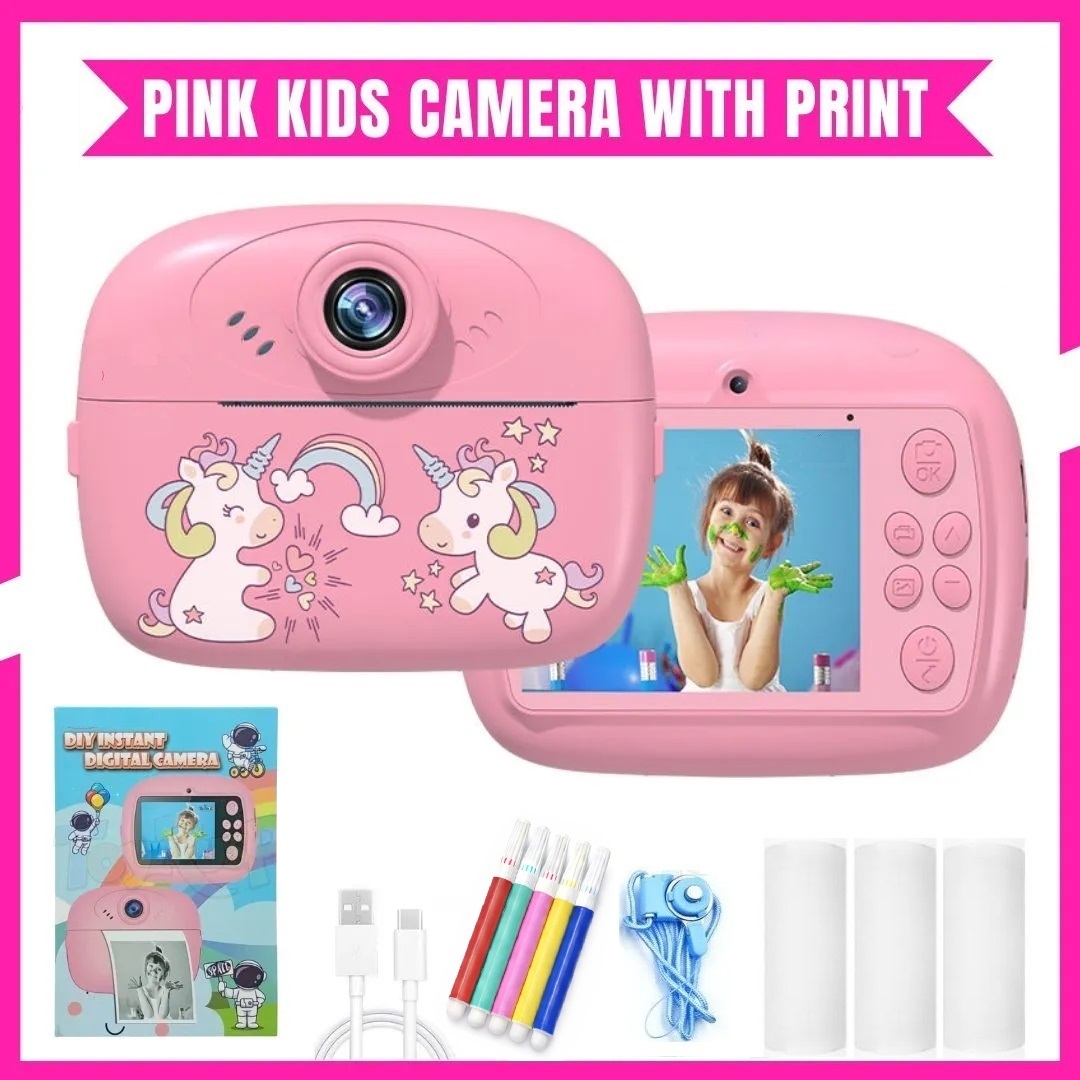 Smart Digital Dual Lens Instant Print Camera for Kids | 1080P Video Recorder & Selfie Camera with Thermal Printer | 2.4" IPS Screen | Mini Portable Camera with Games | Birthday Gift for Girls & Boys | Children’s Digital Camera Toy