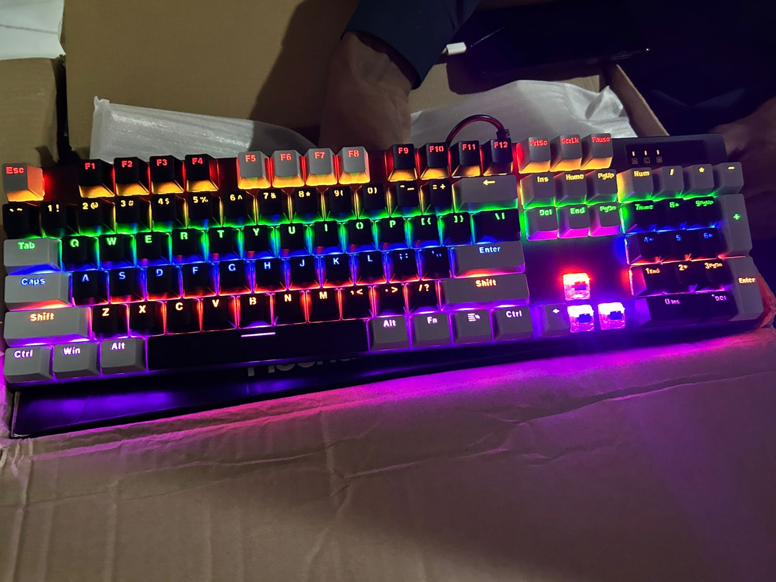Mechanical Gaming Keyboard Blue Switches Anti-Ghosting  Keys Layout Backlight 13 Modes Adjustable RGB & Breathing RGB Adjustable Gaming Keyboard