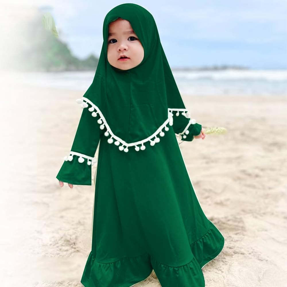 Dusty Pink Dress With Hijab Baby Girls Dress Muslim Clothes For 12 Kids Long Sleeve Abaya With Hijab Two Piece Set Dusty Pink Dress With Hijab Baby Girls Dress Muslim Clothes For 12 Kids Long Sleeve Abaya With Hijab Two Piece Set