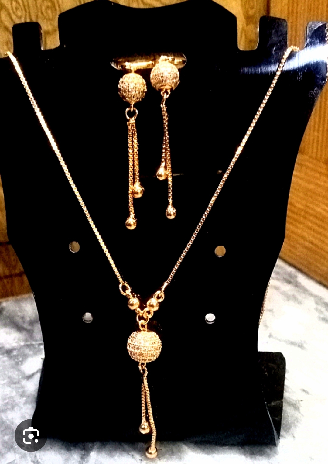 2 Pcs Stylish Gold Plated Jewellery Set – Long Pendant Chain & Earrings for Women and Girls