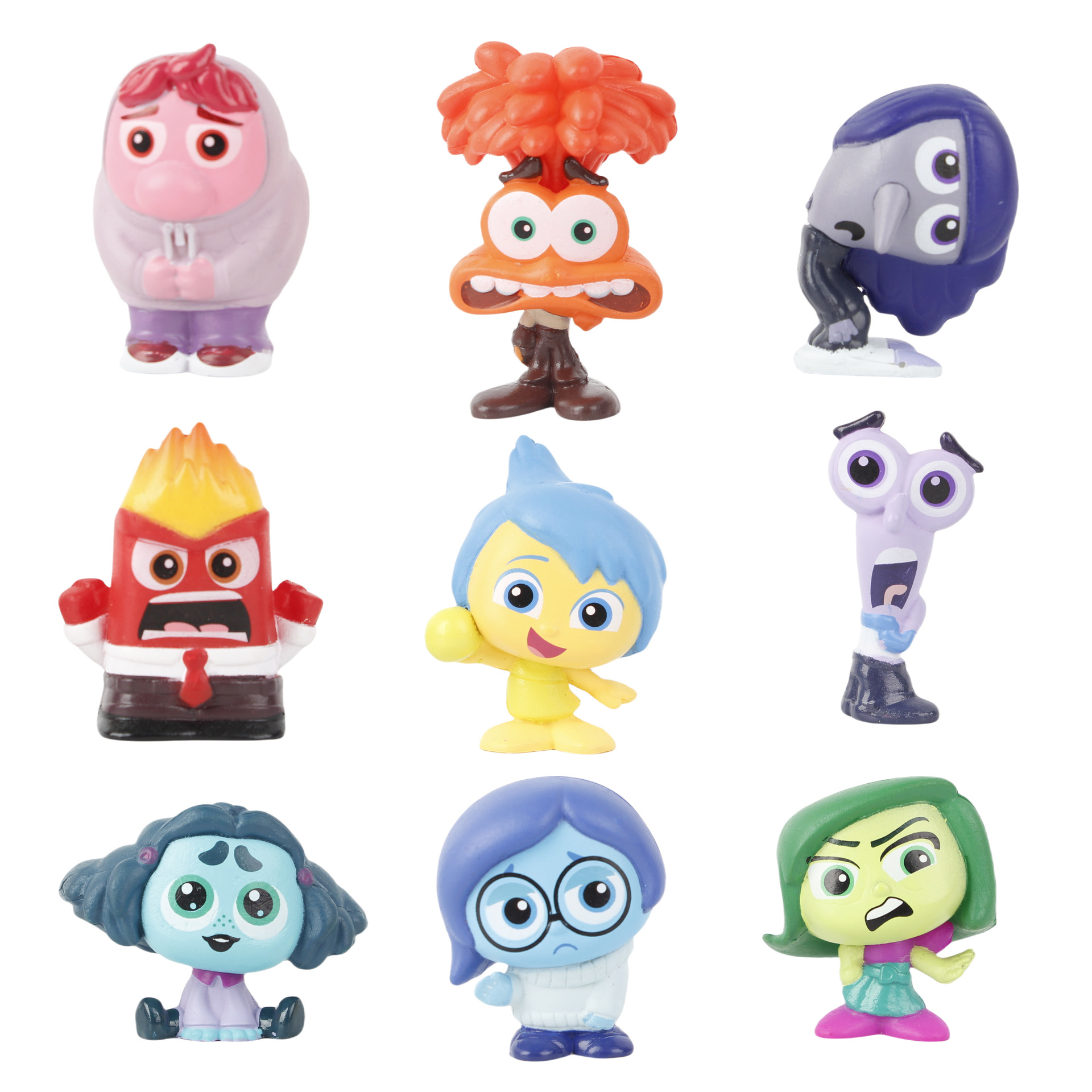 9Pcs/Set Mini Inside Out 2 Action Figure Toy Cartoon Movie Joy Anxiety Anger Sadness Disgust Fear Model Doll Figurines Kids 