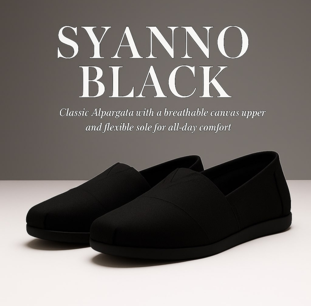 TOMS Unisex Syanno Black Canvas Shoes Sneakers Light Weight For Casual Outdoor Function Wear Loafers