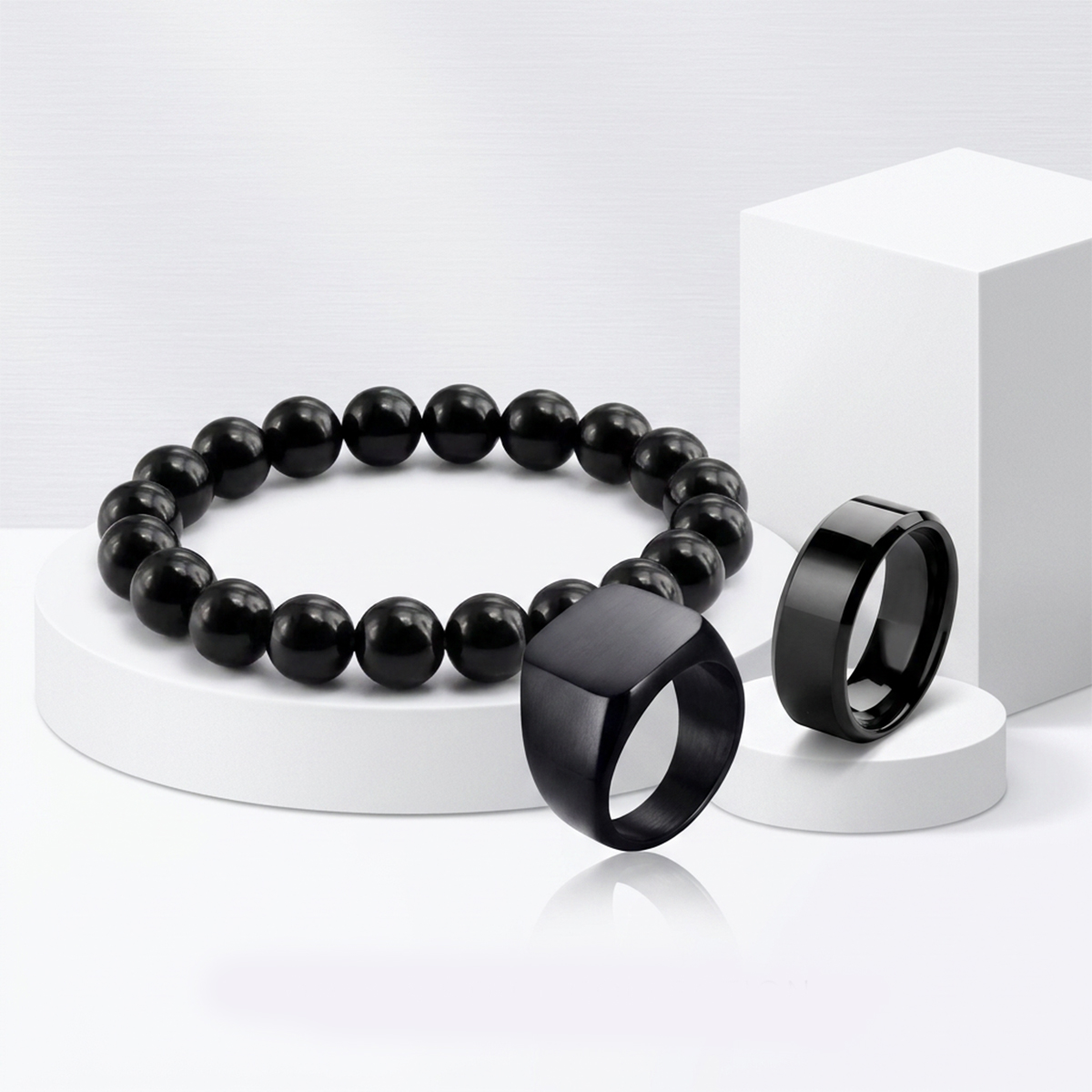 Bracelet Set for Men and Boys Wooden Beads Fashion Style Combo 3 Inch Black Best Price in Bangladesh
