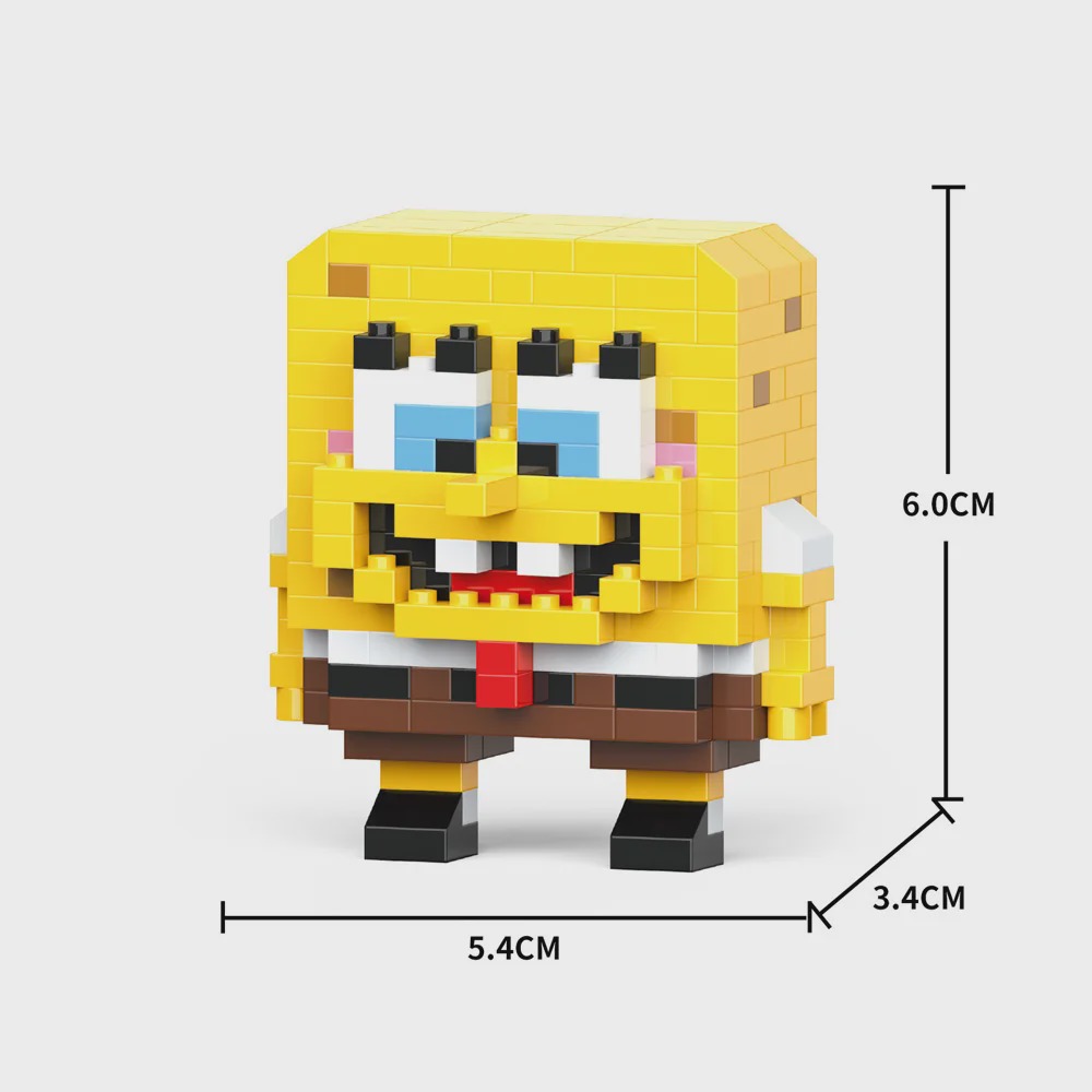 Yellow Sponge Cartoon Octopus Crab Mini Building Block Set - DIY Anime Character Brick Model for Desktop Decoration