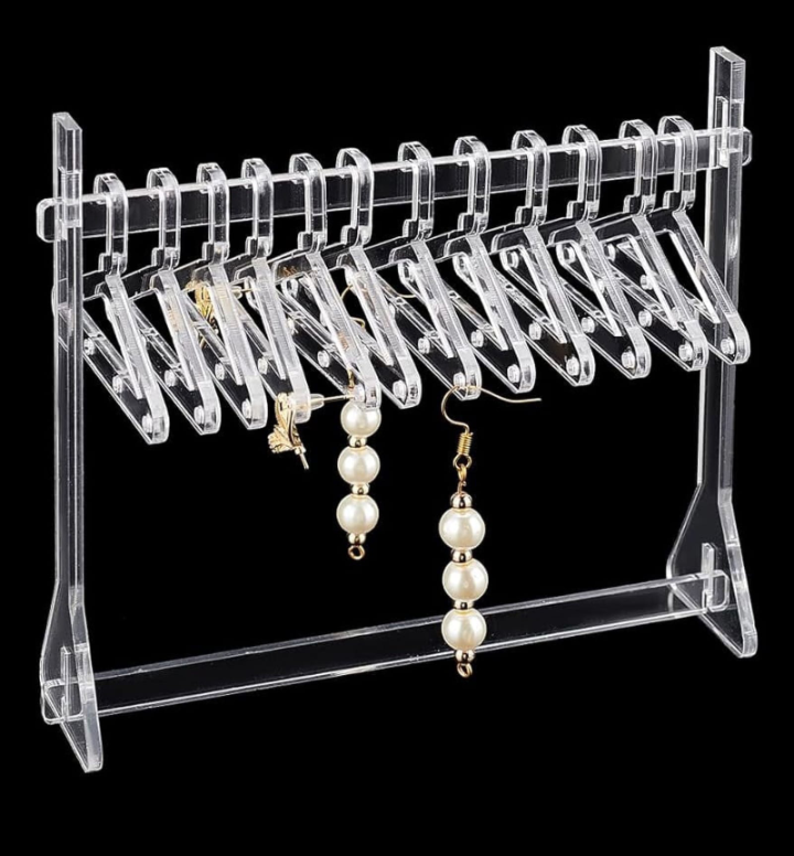 Acrylic Earring Displays Clear Hanger Earrings Display Stand with 8 Hangers for Display Supplies Hanging Earring Show (PACK OF 1, COMES WITH 8 HANGERS)