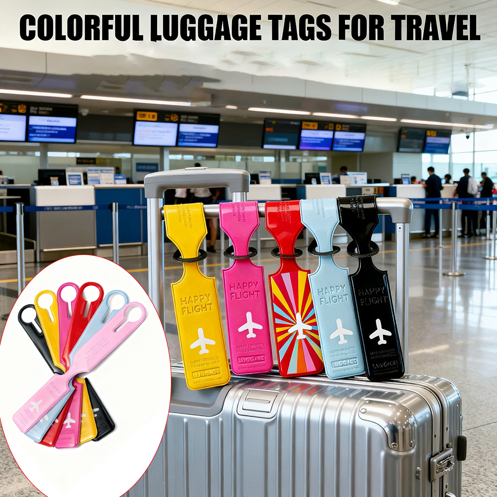 6Pcs Pvc Suitcase Luggage Tags - Stylish Flat-Patterned Bag Accessories for Quickly and Safely Identifying Suitcases and Bags