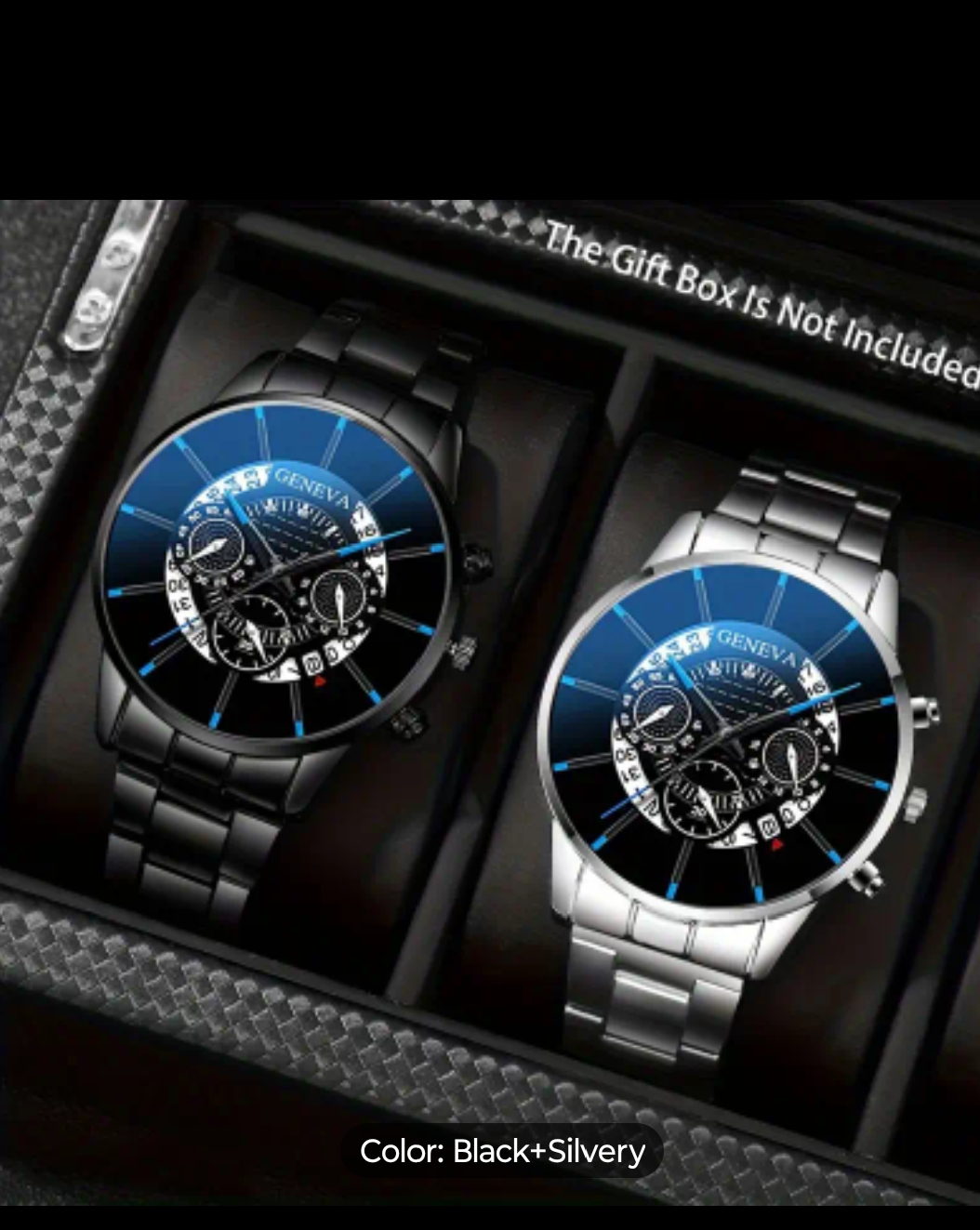 2pcs/ set Business Casual Men'S Quartz Watch - Elegant Analog Dial, Date Display, Stainless Steel Strap - Ideal for Valentine'S Day, Easter, Halloween, Ramadan, Birthdays, Christmas and New Year Gifts