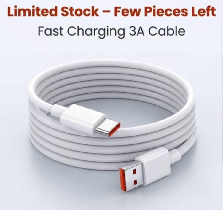 Type C Fast Charging Cable 3A | Data Sync USB-C Charger Wire for Android Samsung Xiaomi Huawei Vivo Oppo