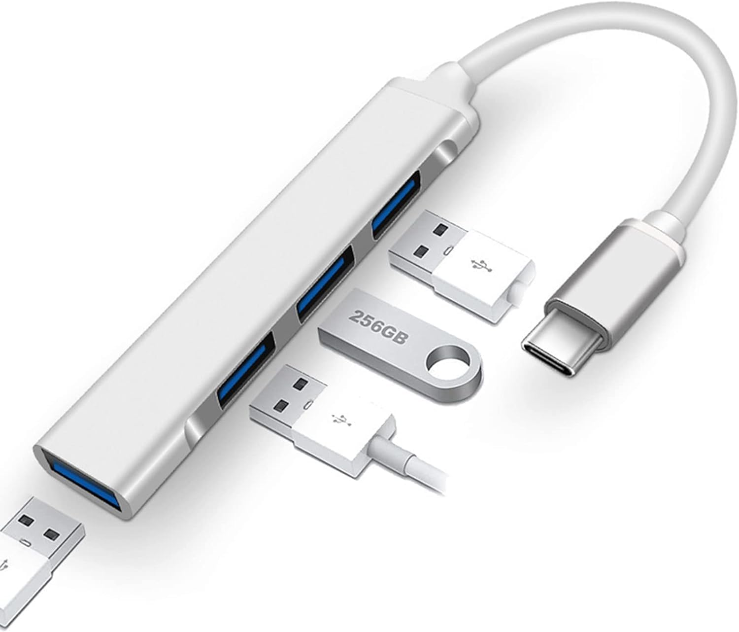 4 In 1 Type C To Four USB A Port USB 3.0 OTG Hub Aluminum Adapter High Speed Data Transfer For Laptop Tablet Smartphone