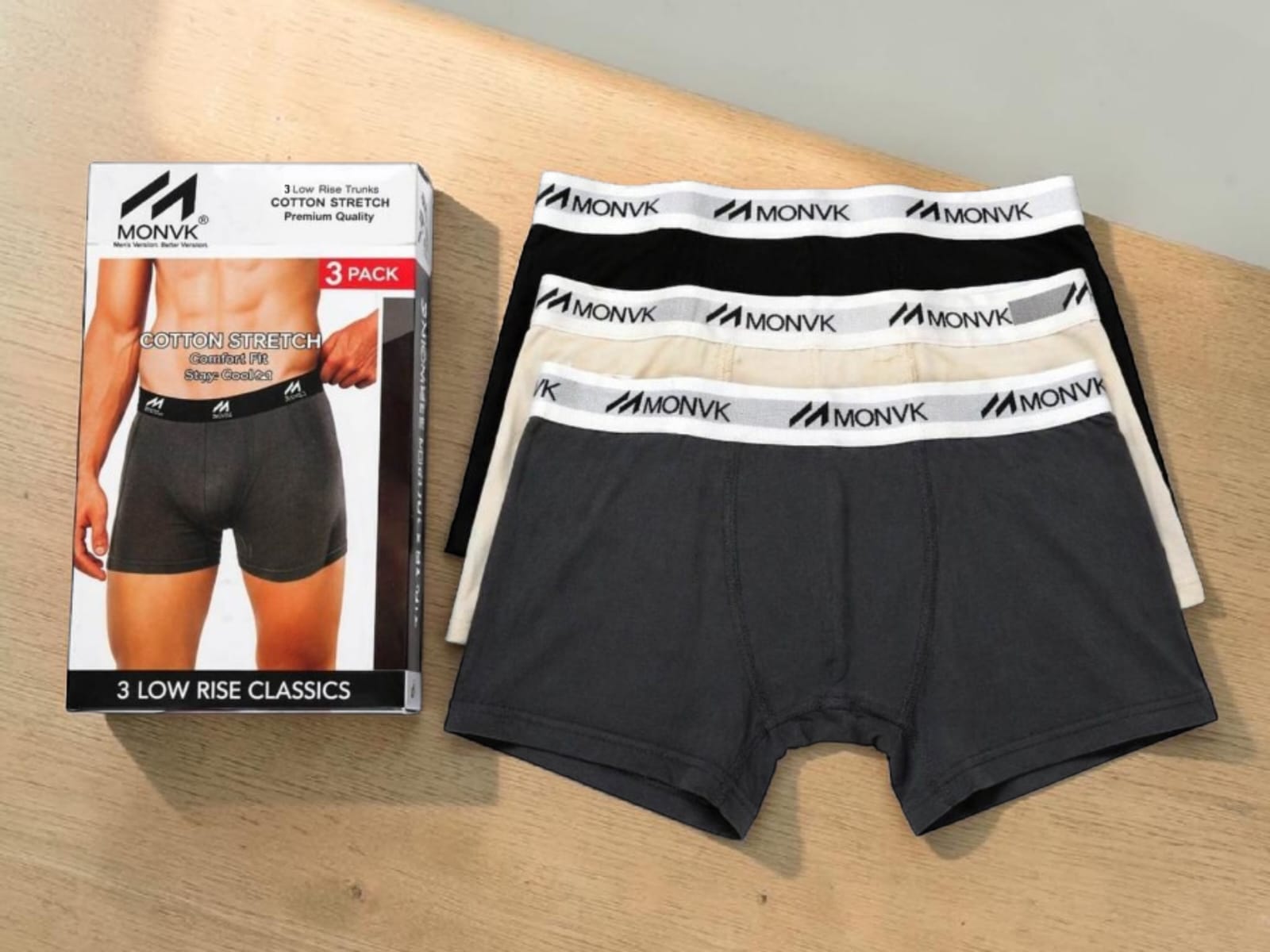 Underwear boxer for Men (pack of 3) with cotton lycra premium quality materials very comfortable wearing through out year breathable and soft fabric