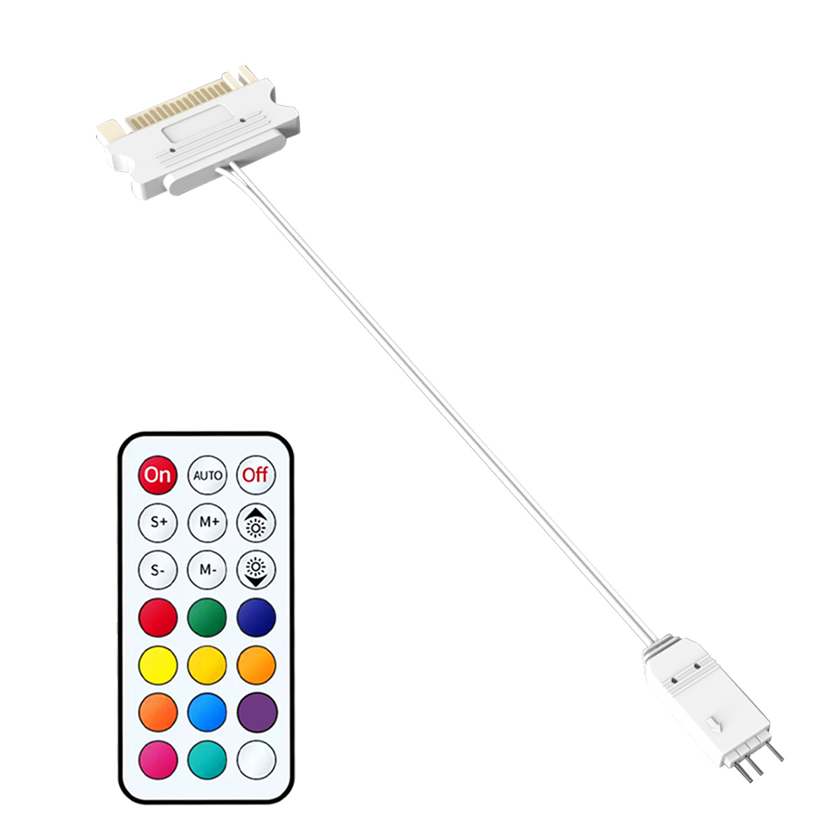 5V 3Pin SATA ARGB Controller with Remote, RGB Fan Light Adapter for PC Case, Addressable LED Control