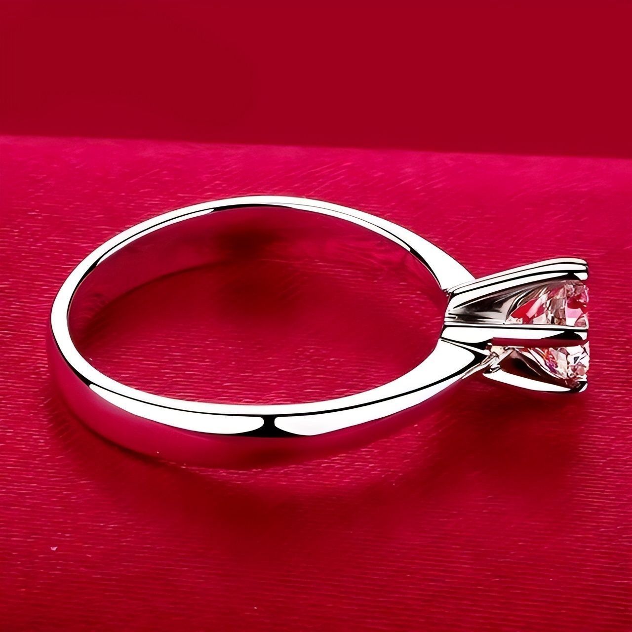 Women's Rings 925 Silver, CT POLISHED Moissanite Solitaire 6 Claws Women's Silver Ring for Engagement/Gift