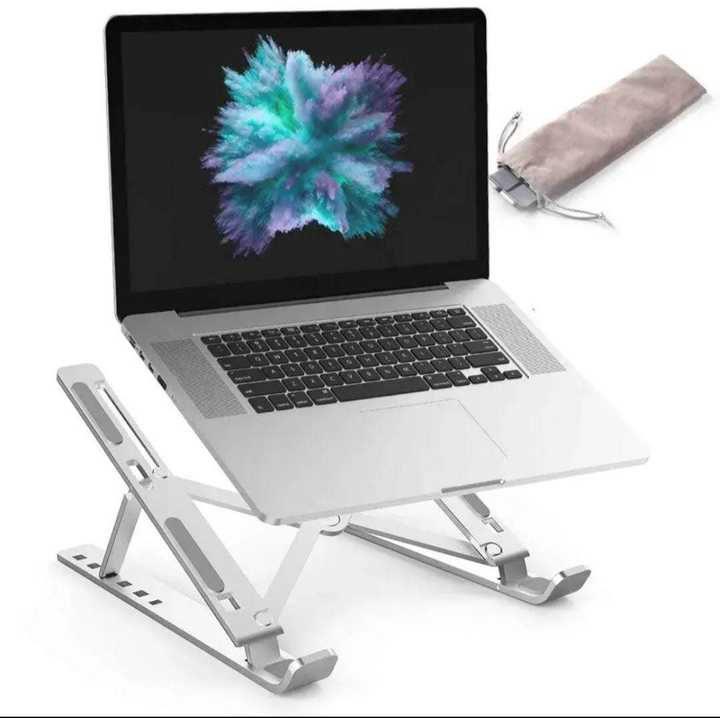 Foldable Metal Laptop Stand – Portable Ergonomic Multi-Angle Adjustable Desktop Notebook & Tablet Riser Holder with Heat Dissipation (Random Colors)
