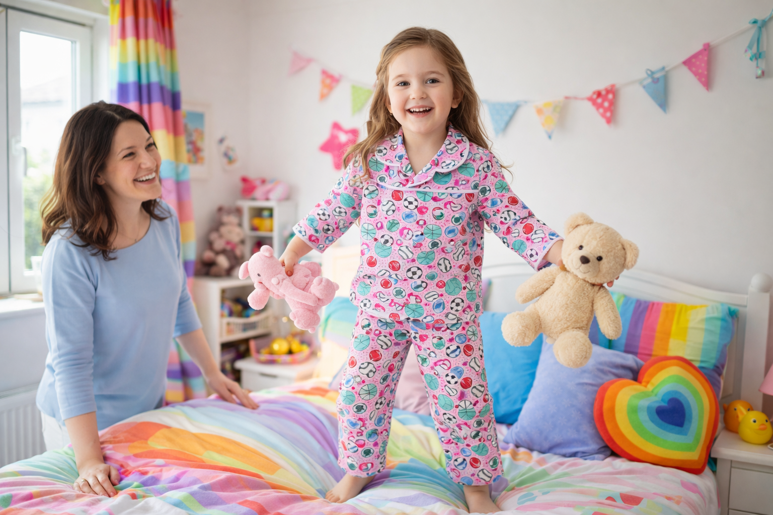 Kids Cotton Nightwear Set with Button-Down Collar - Assorted Patterns for Boys & Girls