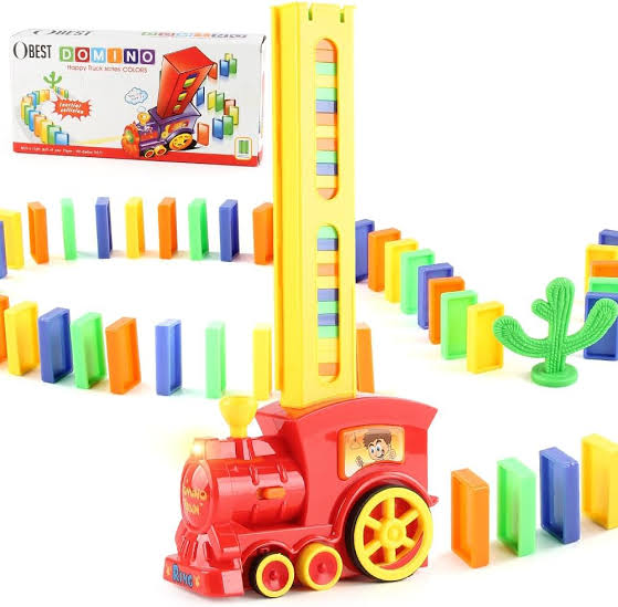 Kid's Domino Train Blocks Set, domino train blocks set building and stacking toy, Automatic Domino Train Set Kids Toy with Light and Sound Construction image 2
