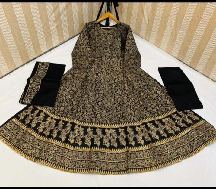 New Stylish Collection Stitched 3pc kataan Maxi Dress for women and Young Girls